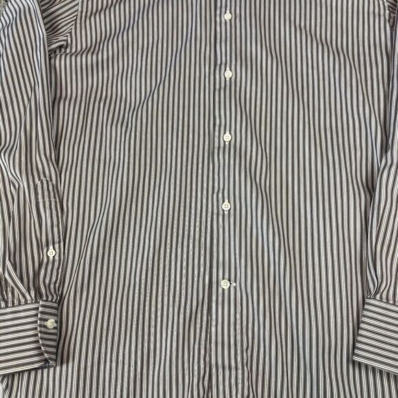Ermenegildo Zegna Dress Shirt Mens 42 16.5 Striped Button Down Long Sleeve Logo - Picture 8 of 13